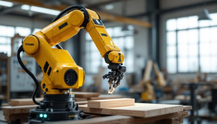 A photograph of a c2 guard robotic arm in action