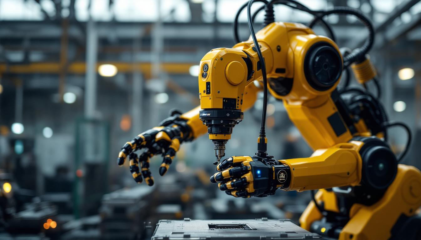 A photograph of a michelin dynamic classic industrial robot in action