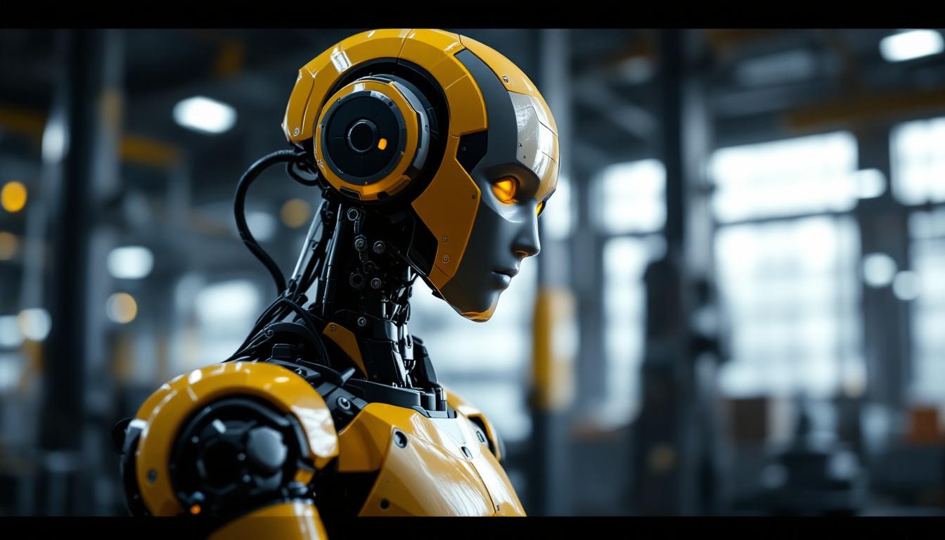 A photograph of a modern industrial robot in action